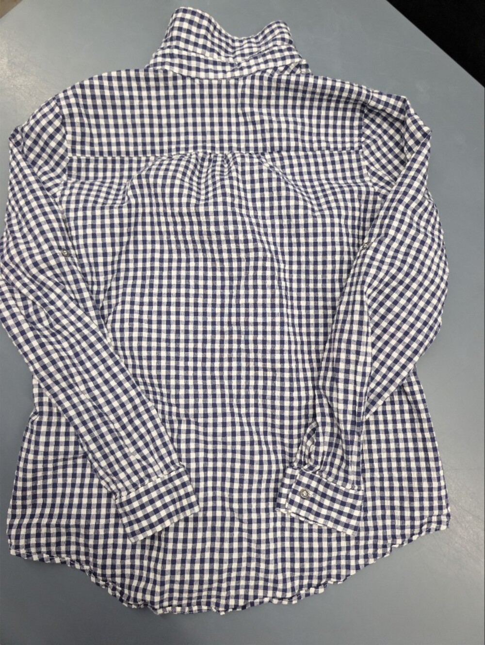 KUT from the Kloth Women's Blue & White Gingham Button Down Shirt - Size L Stret - Picture 4 of 4